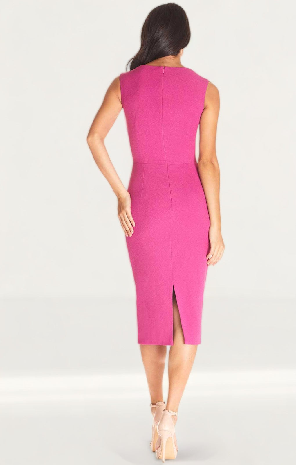 Dress The Population Elle Hisbiscus Pink Bodycon Midi Dress