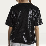 Glamorous Sugar Black Oversized Sequin Tee