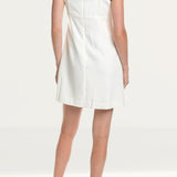 French Connection Embroidered Darcy Crepe Mini Dress in Summer White