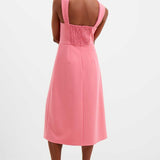 French Connection Eco Crepe Ring Halterneck Dress in Pink