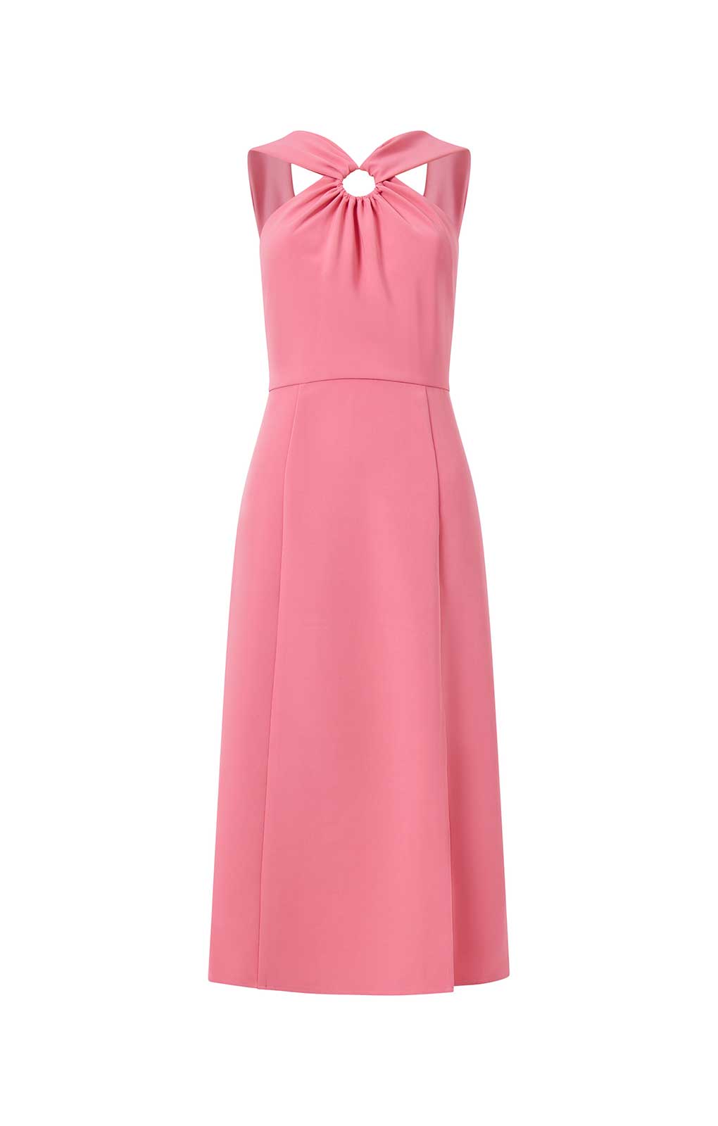 French Connection Eco Crepe Ring Halterneck Dress in Pink