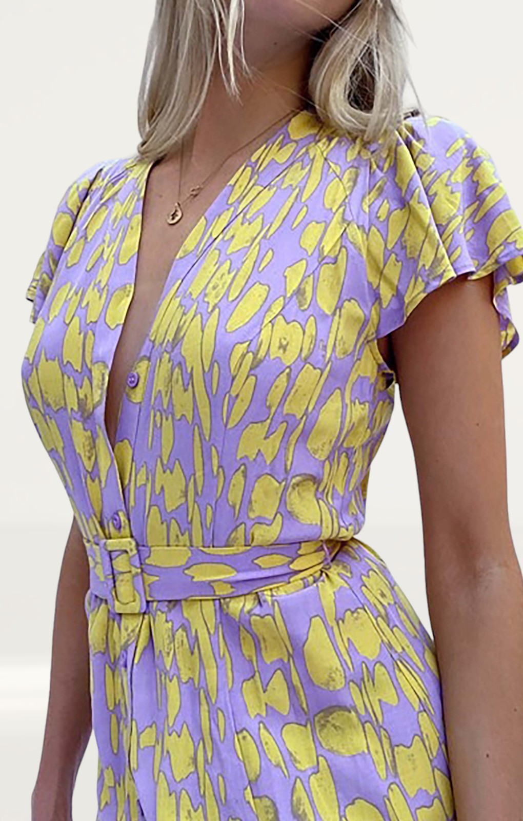 French Connection Soft Violet Islanna Crepe Printed Midi Dress