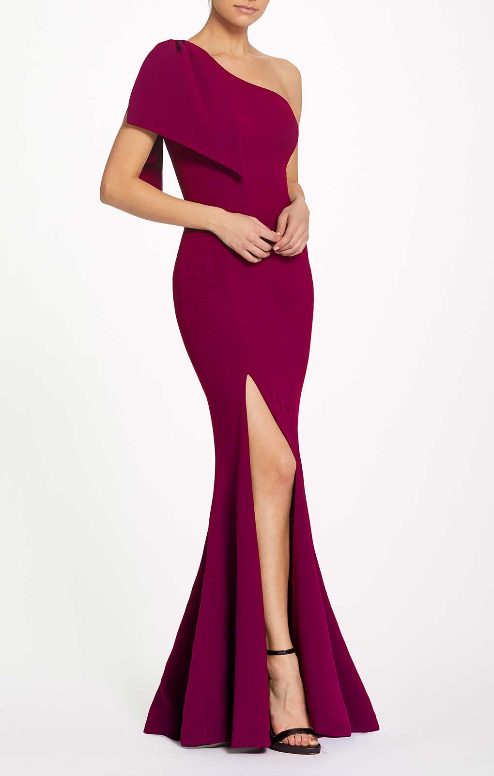 DRESS outlet THE POPULATION Dress Size S Red Maxi Slit Gown Even Going Out