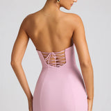 Oh Polly Eliska Strapless A-Line Mini Dress in Soft Pink