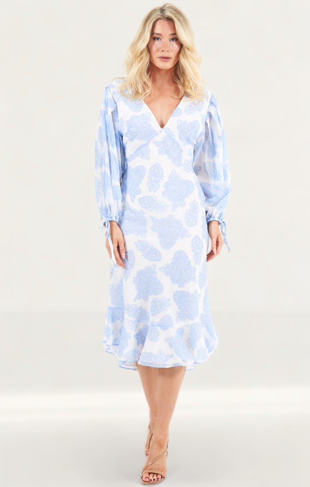 Rent Keepsake The Label Blue Paisley Clearway Midi Dress | Hirestreet