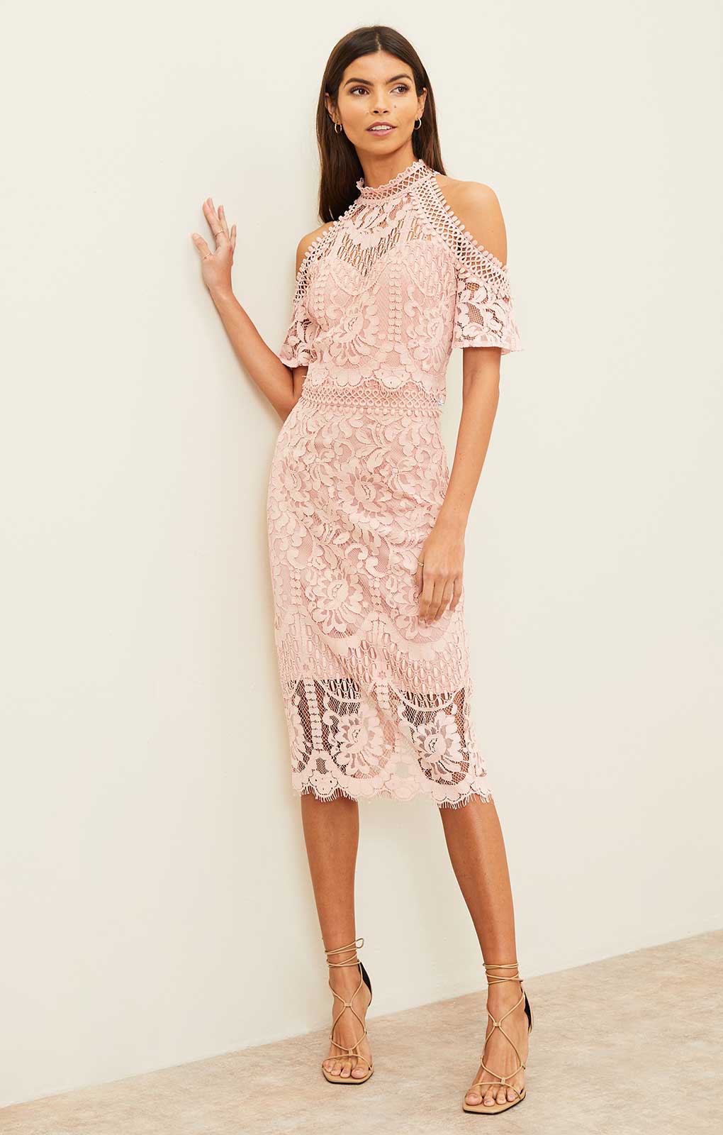 Lipsy two tone lace 2024 a line midi dress