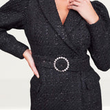 Lavish Alice Black Puff Sleeve Boucle Blazer Dress