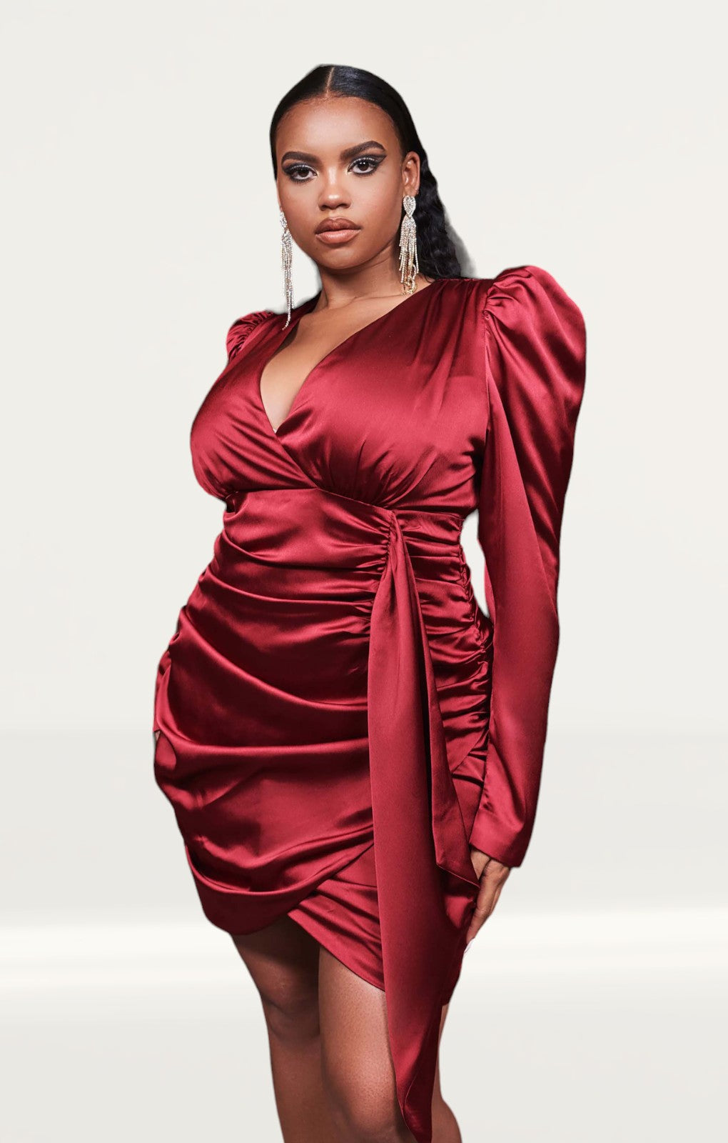 Buy Nelly Satin Wrap Dress - Brown | Nelly.com