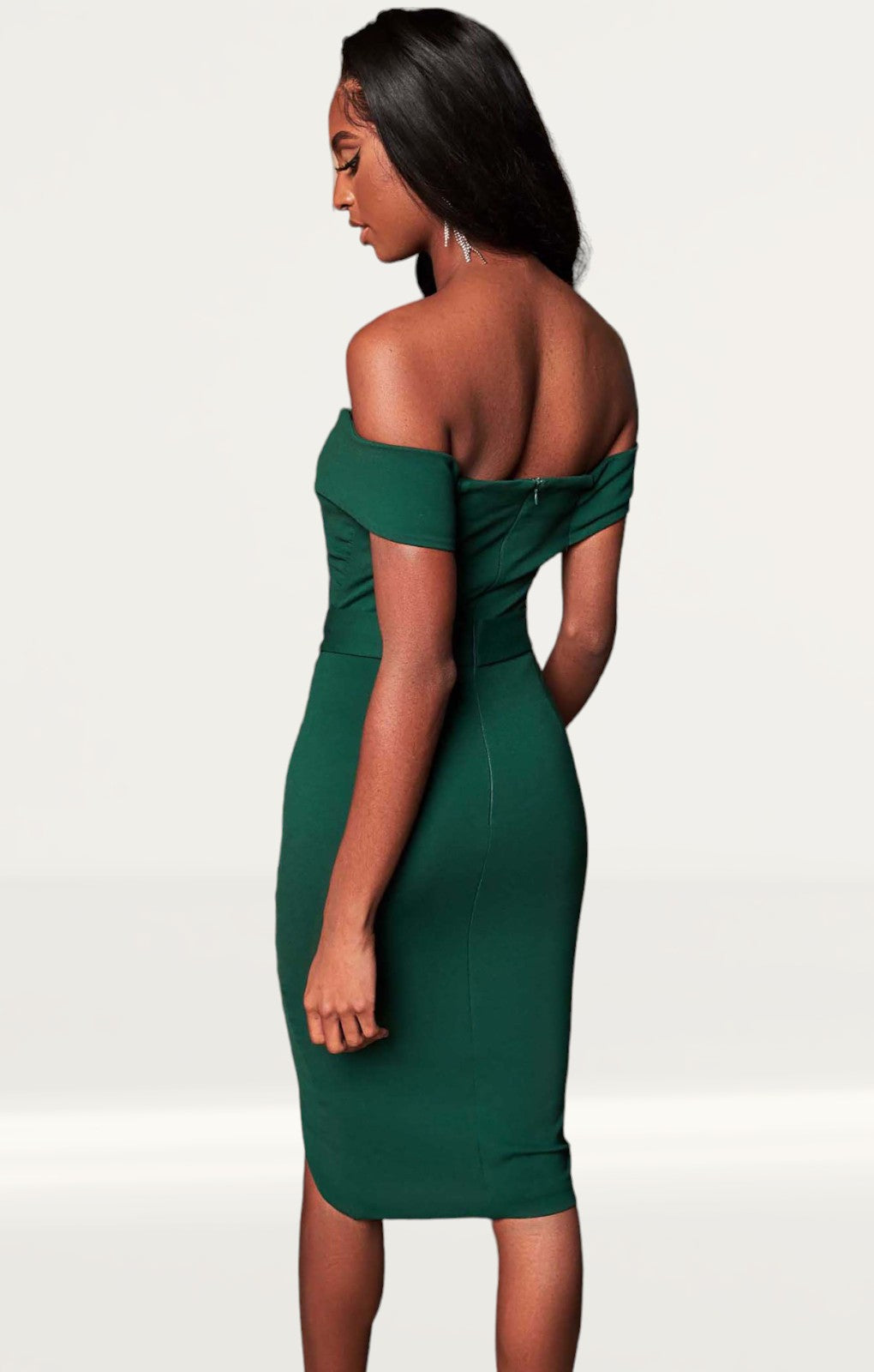 Green bardot midi dress best sale