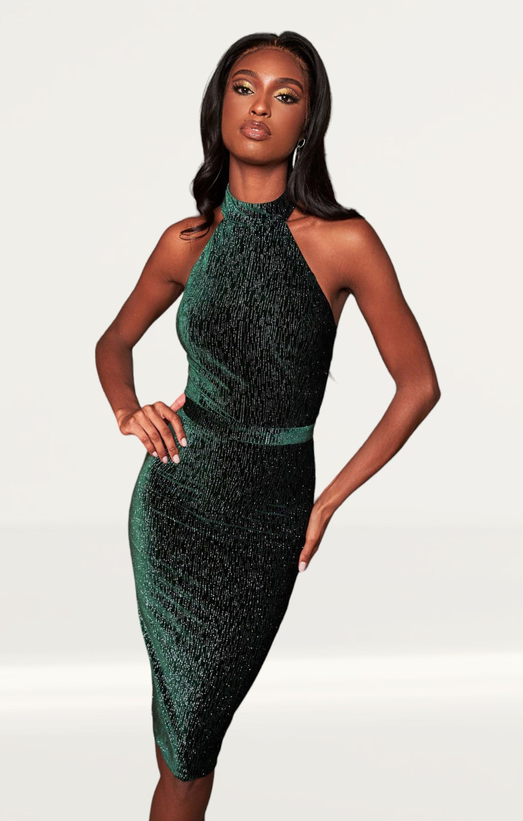 Green dress velvet best sale