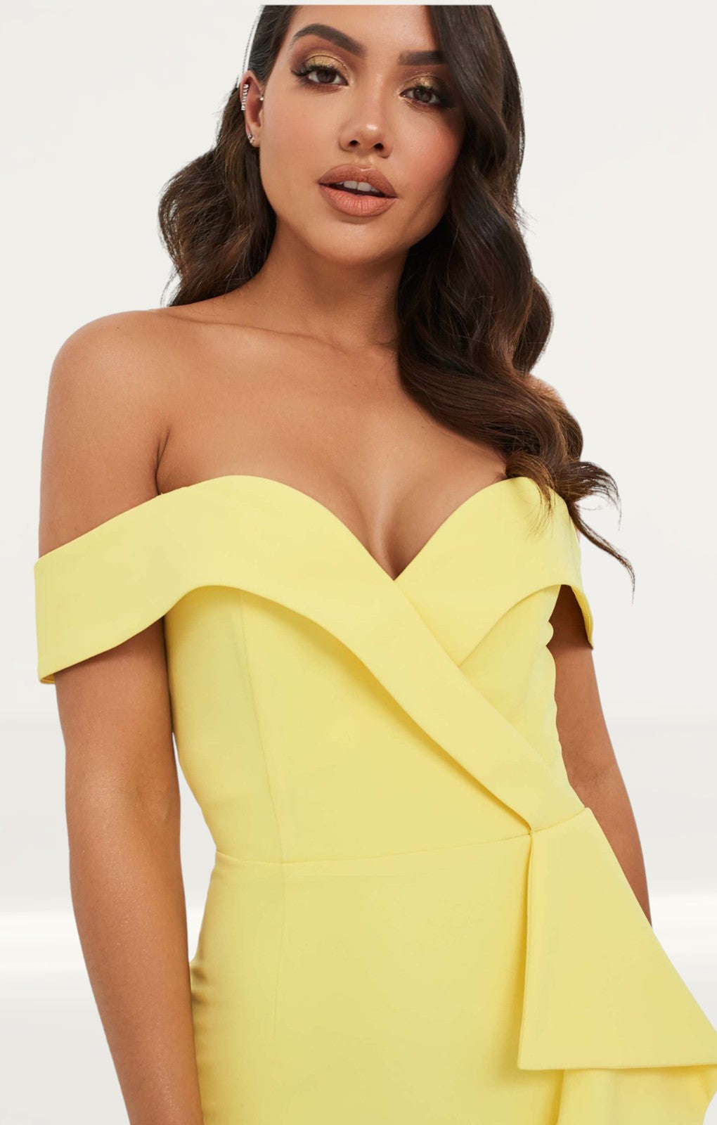 Lipsy yellow hotsell bardot dress