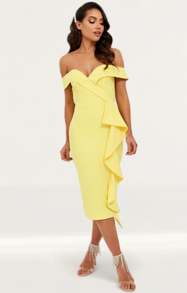 Lipsy yellow bardot store dress