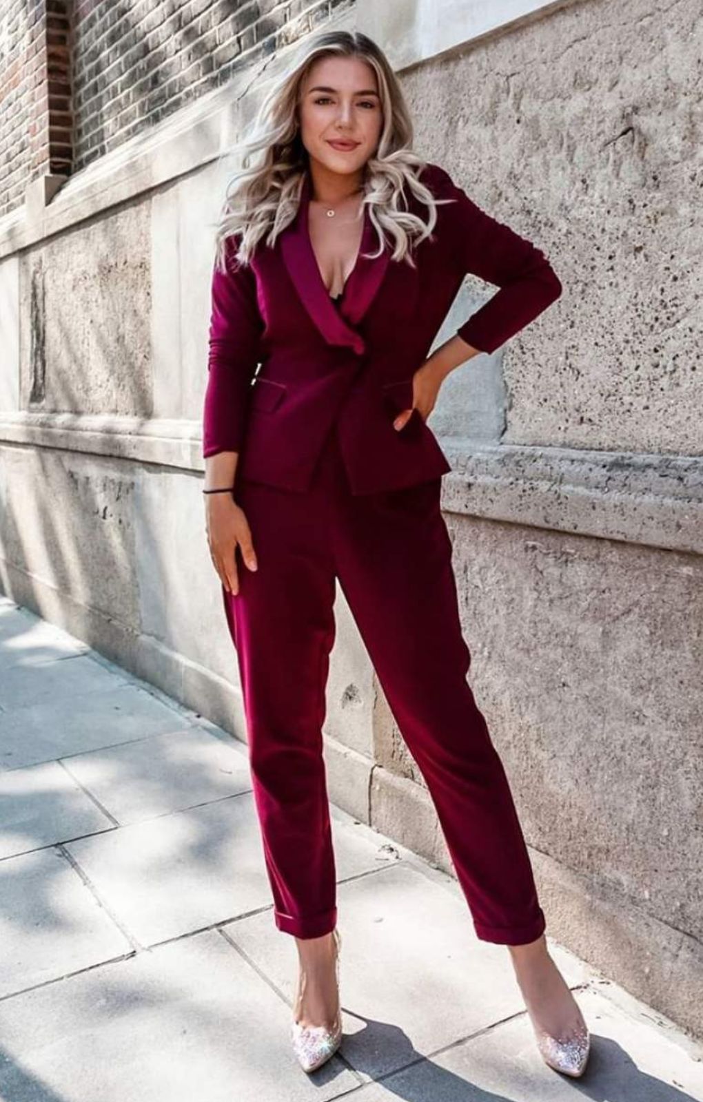 Rent Lavish Alice Cutout Back Satin Tailored Burgundy Jumpsuit Hirestreet