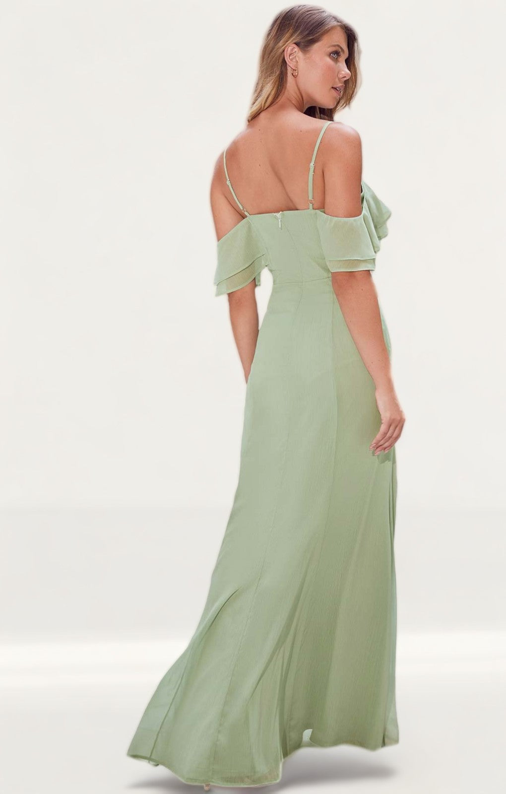 Sage Green OTS Dress - Maxi Wrap Dress - Cold-Shoulder Dress - Lulus