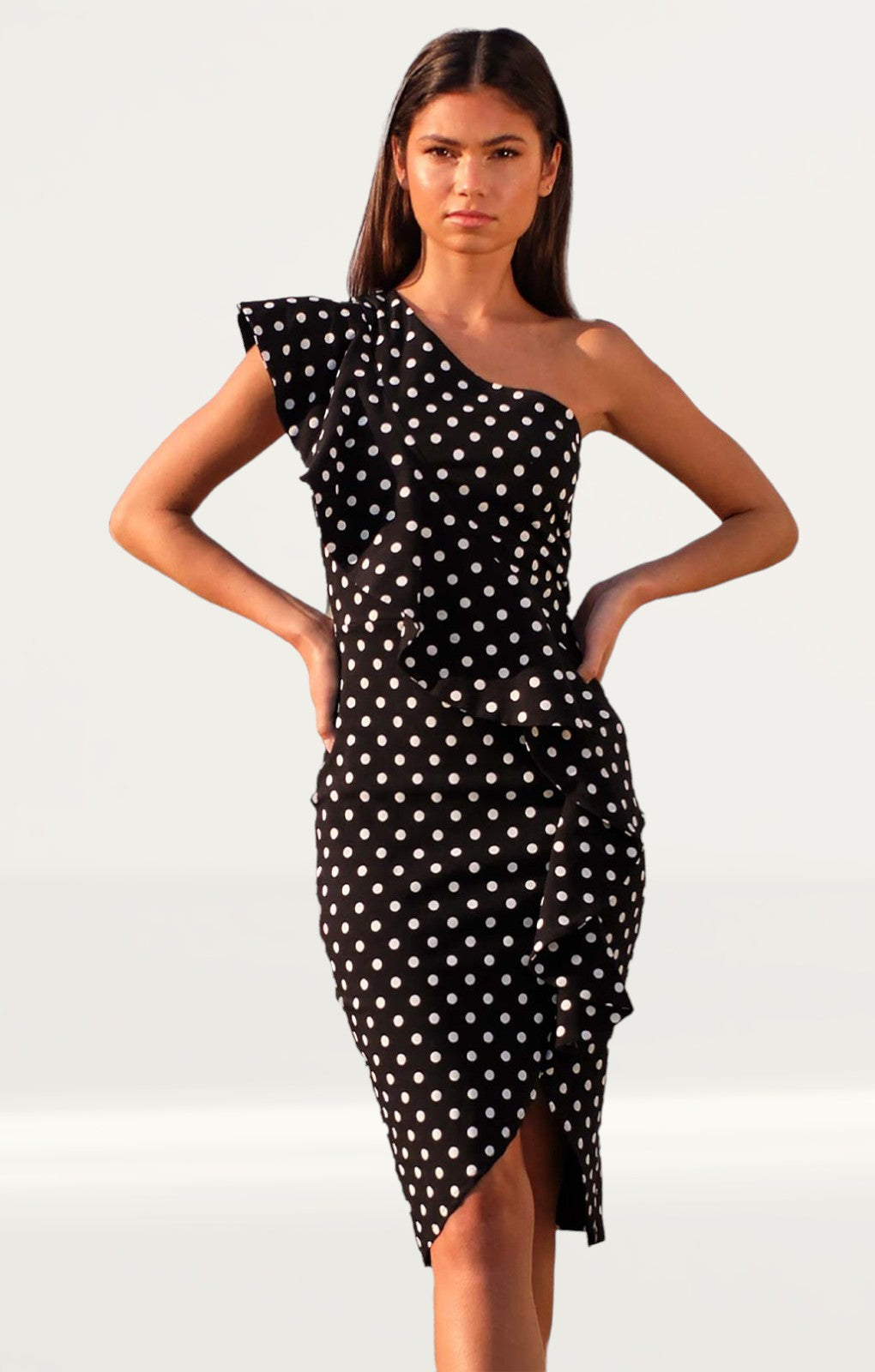 Lipsy polka shop dot ruffle dress