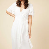 Little Mistress Ambrose Ivory Embellished Wrap Maxi Dress