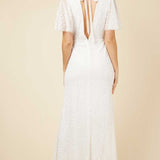 Little Mistress Helen Bridal Ivory Embellished Maxi Dress