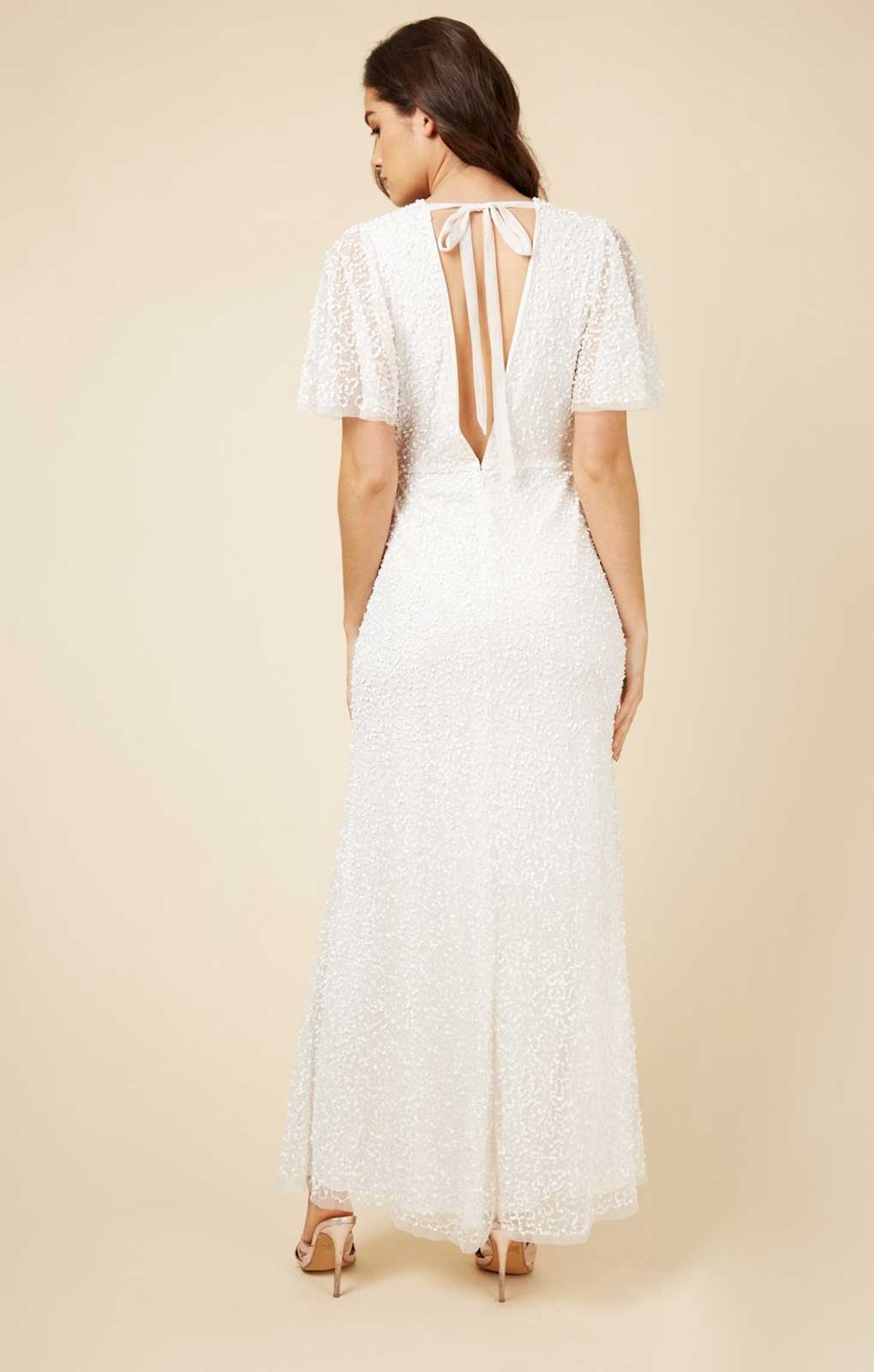 Little Mistress Helen Bridal Ivory Embellished Maxi Dress