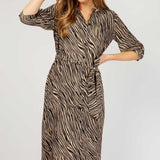 Little Mistress Zebra Print Midaxi Shirt Dress