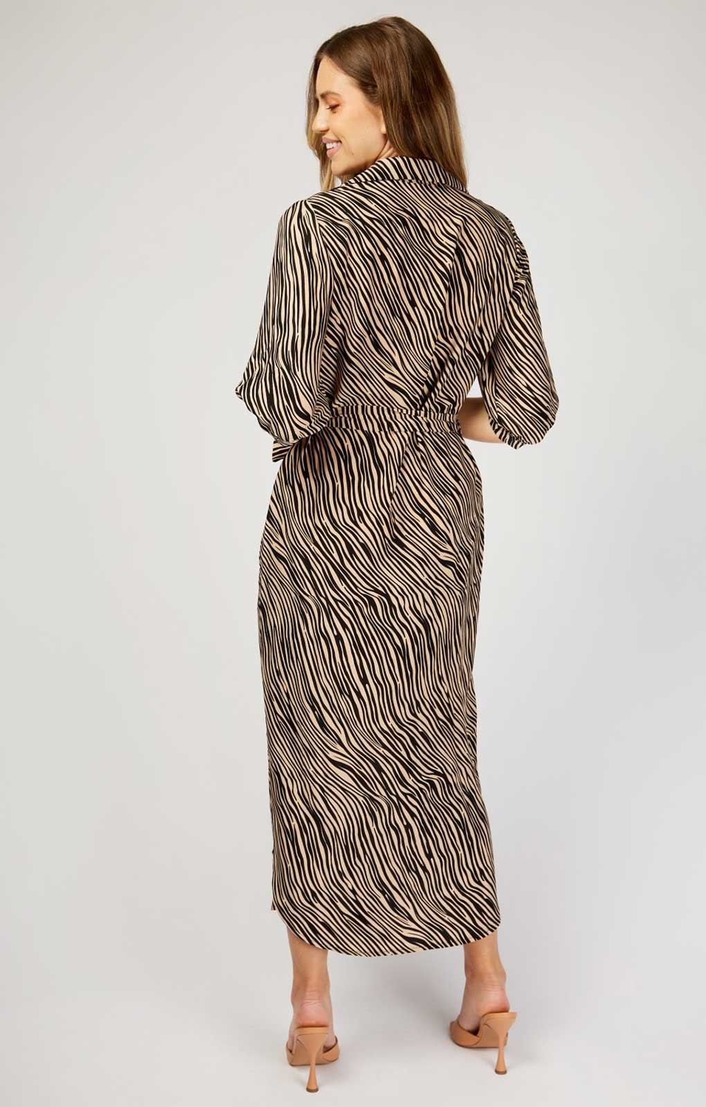 Little Mistress Zebra Print Midaxi Shirt Dress