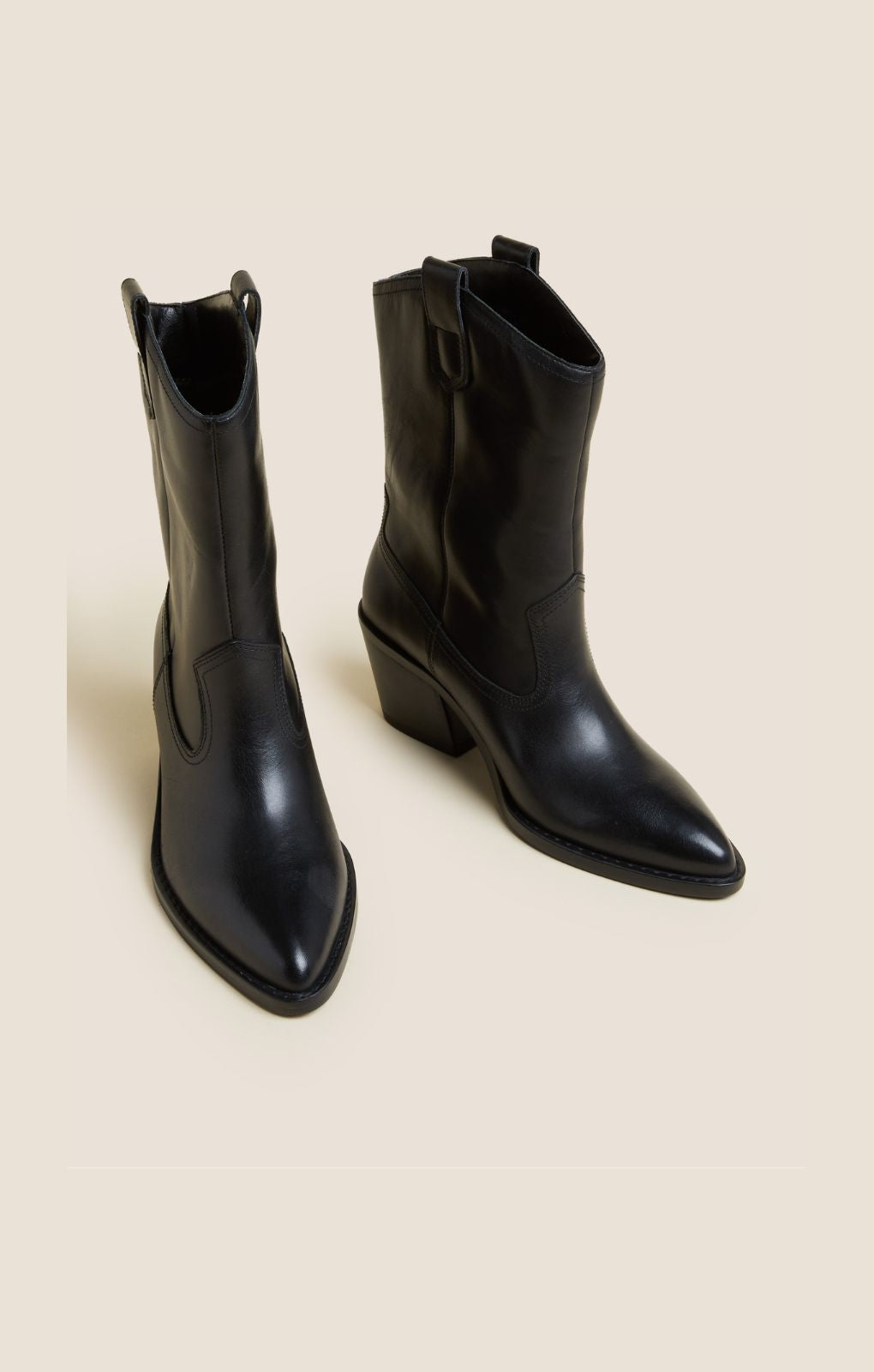 Black leather western boots best sale