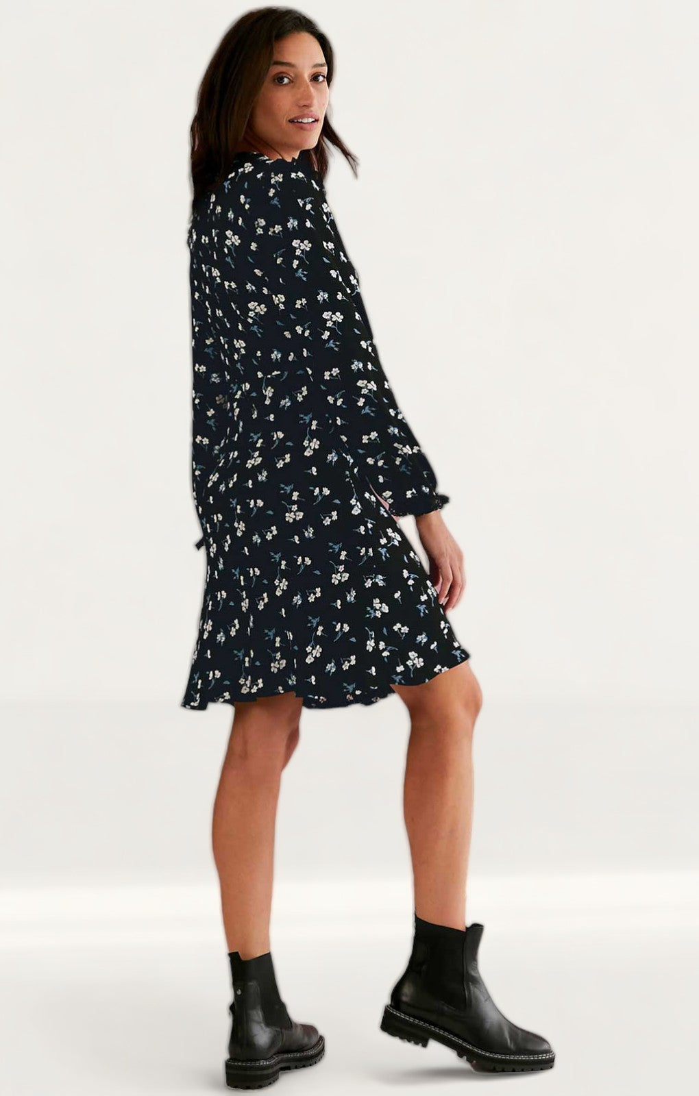 M&S X Ghost Floral Frill Detail Knee Length Tea Dress