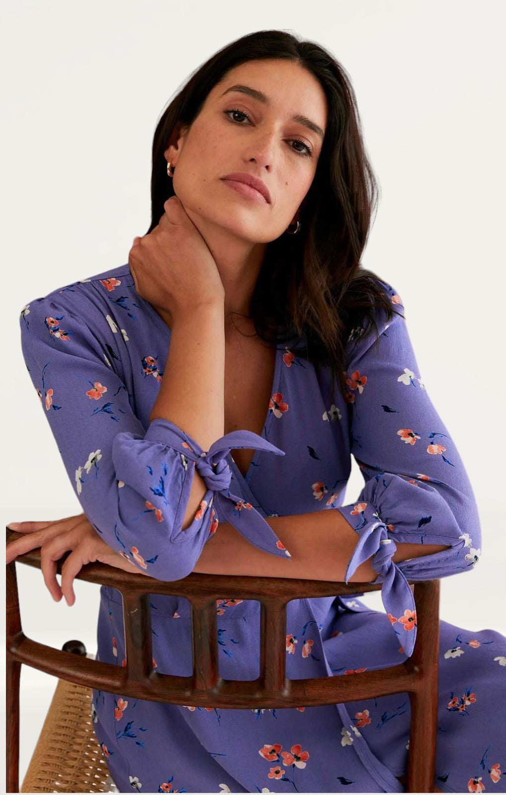 M&S X Ghost Floral Tie Sleeve Midi Wrap Dress