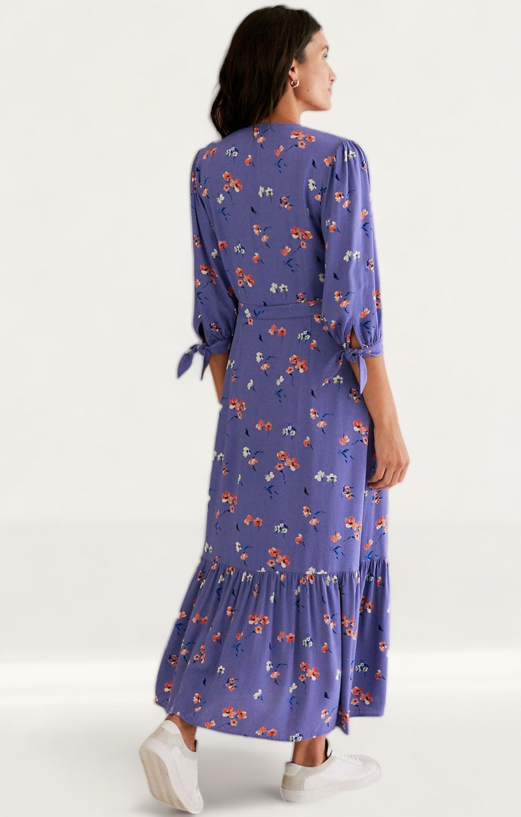 M&S X Ghost Floral Tie Sleeve Midi Wrap Dress