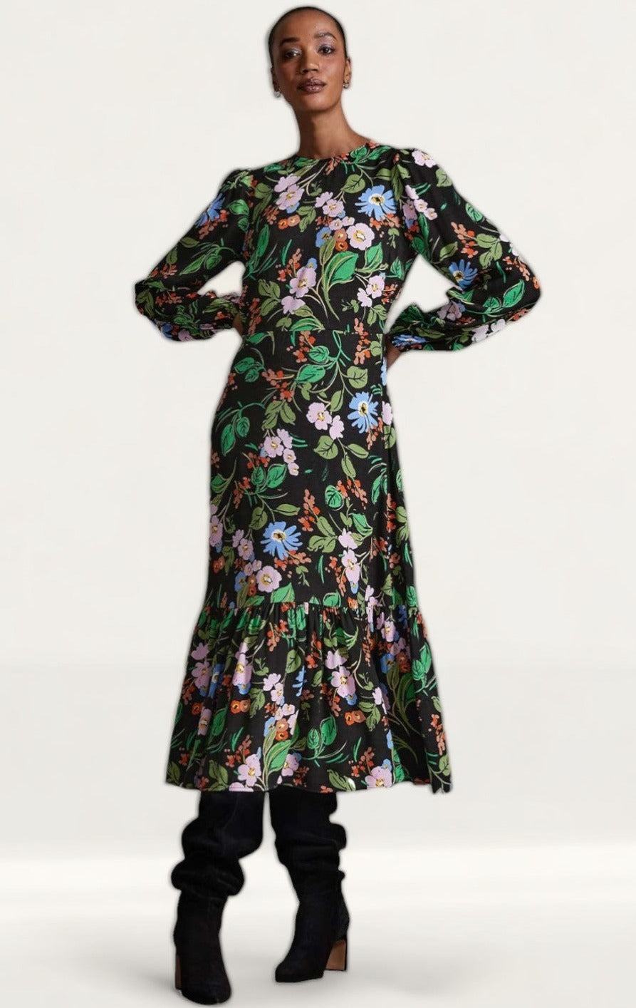 M&S X Ghost Floral Tiered Midi