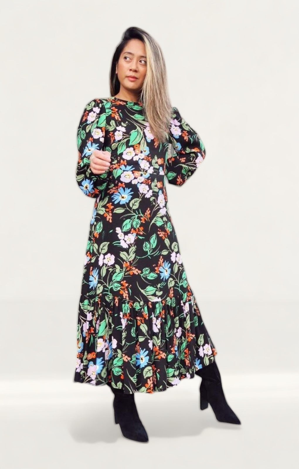 M&S X Ghost Floral Tiered Midi