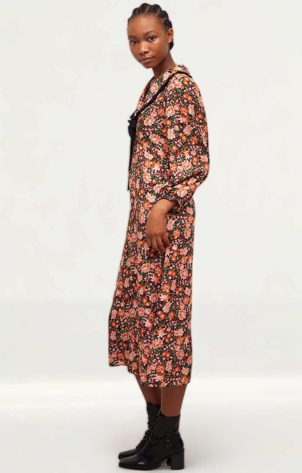 Nobody's Child Autumnal Floral Phoebe Collared Midi Dress