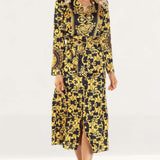 Bardot Bailey Gold Scarf Shirt Dress