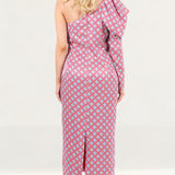 Panambi Pink Print One Shoulder Midi Dress