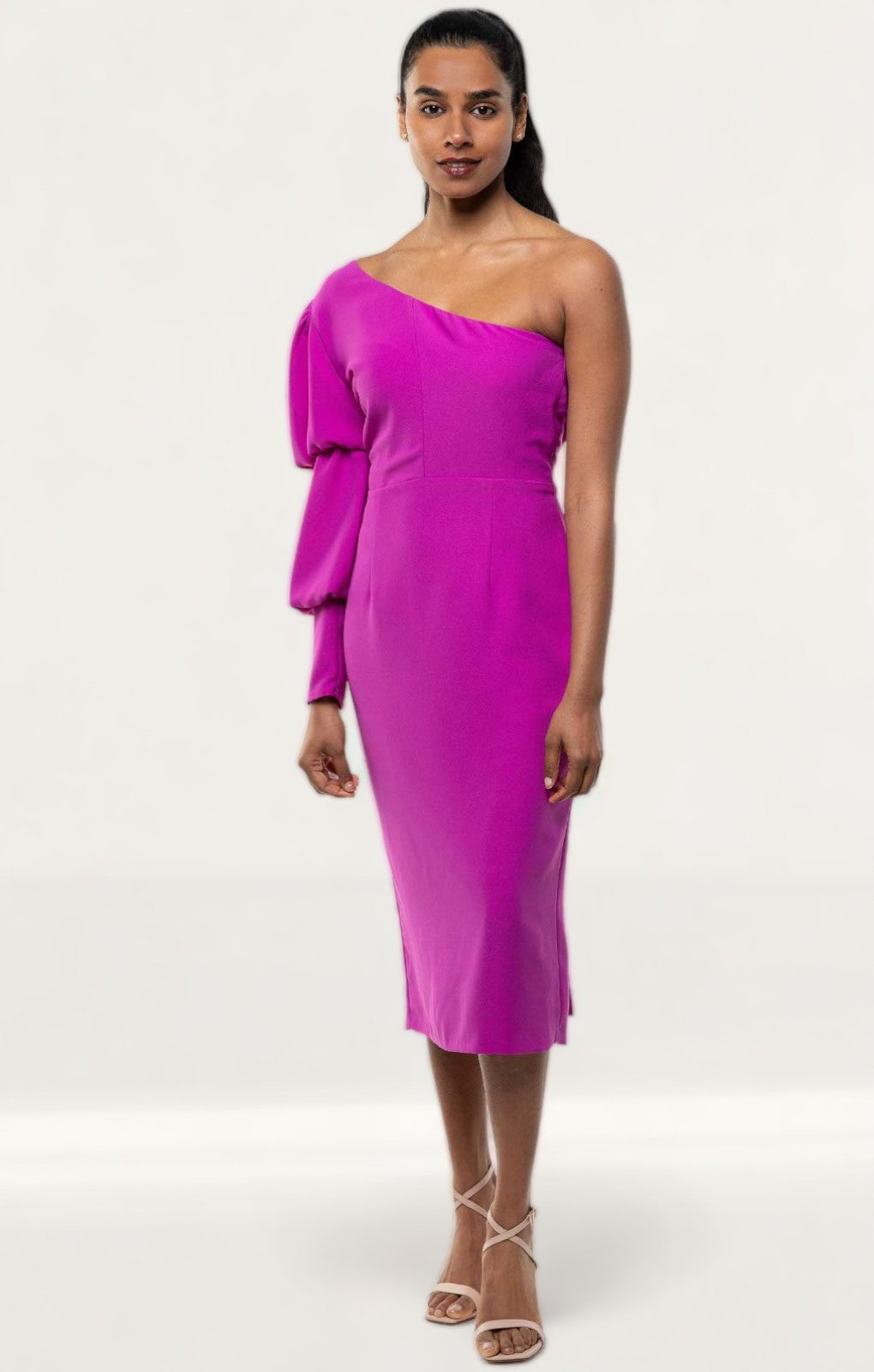 Panambi Pink One Shoulder Midi Dress