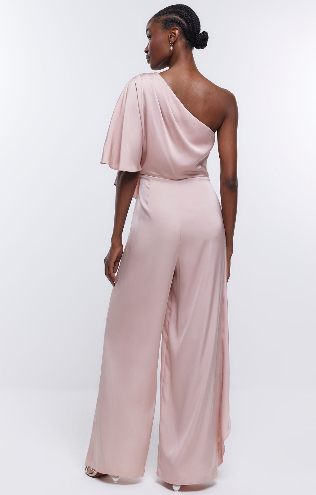 Rent River Island Pink Drape Shoulder Jumpsuit Hirestreet