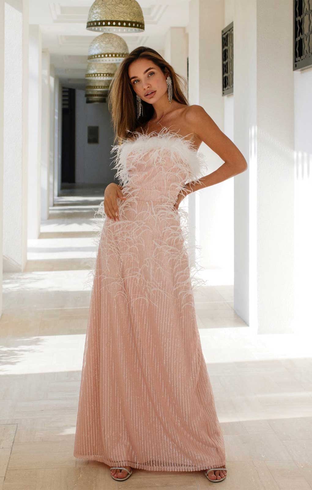 Feather evening clearance gown