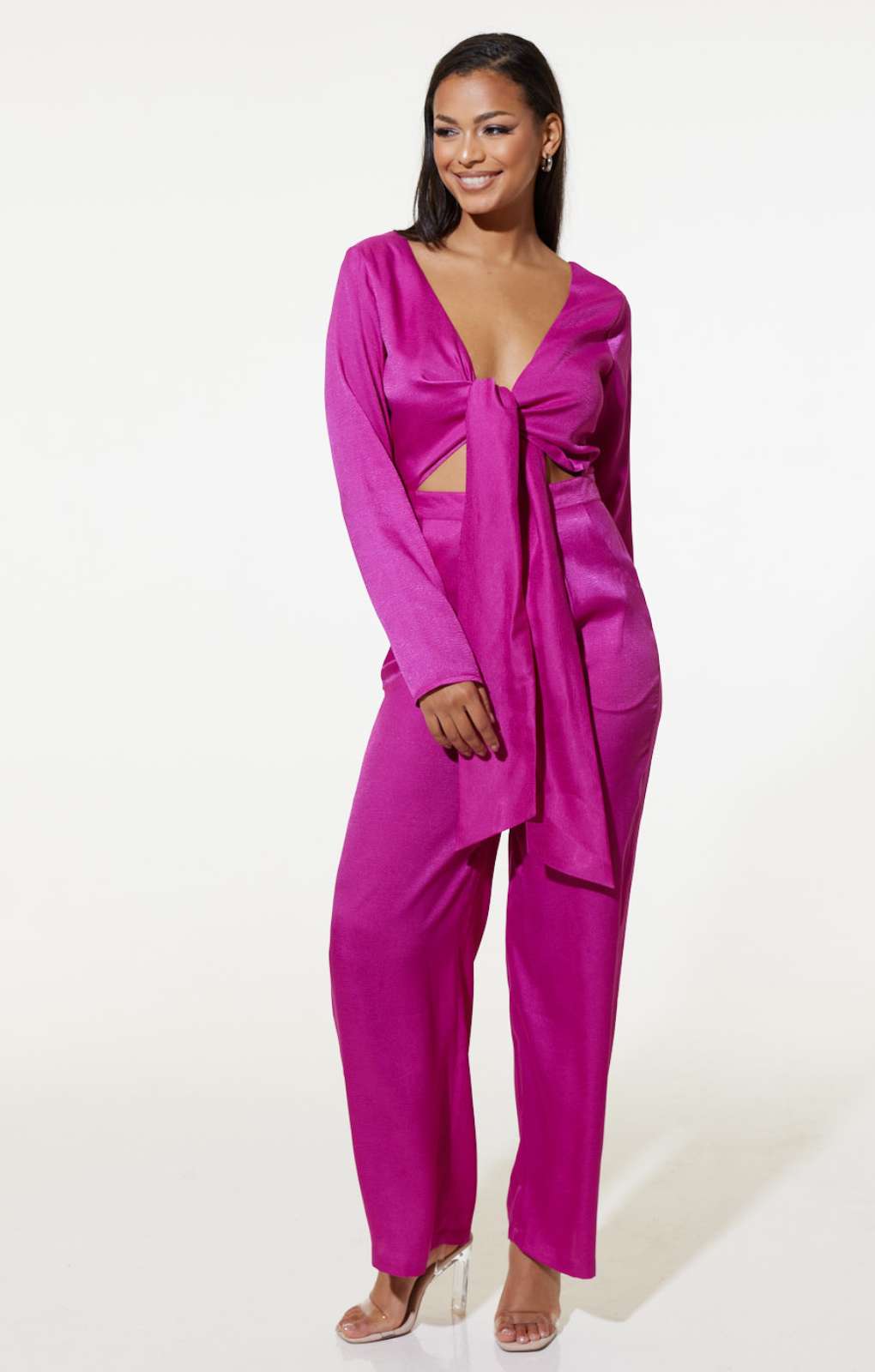 Samsara Alma Pink Bow Detail Jumpsuit