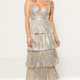 Saylor Dalarie Gold Sequin Maxi Dress