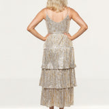 Saylor Dalarie Gold Sequin Maxi Dress