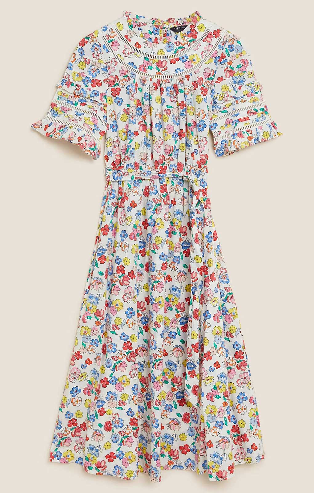 Rent M&S Collection Pure Cotton Floral Midi Waisted Dress | Hirestreet