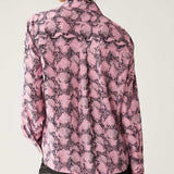 M&S Pink Snake Print Collared Long Sleeve Shirt