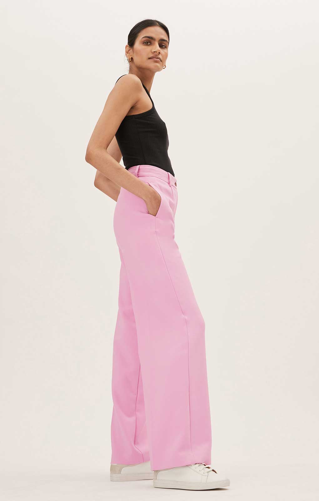 Rent M S Soft Magenta Crepe Wide Leg Trousers Hirestreet