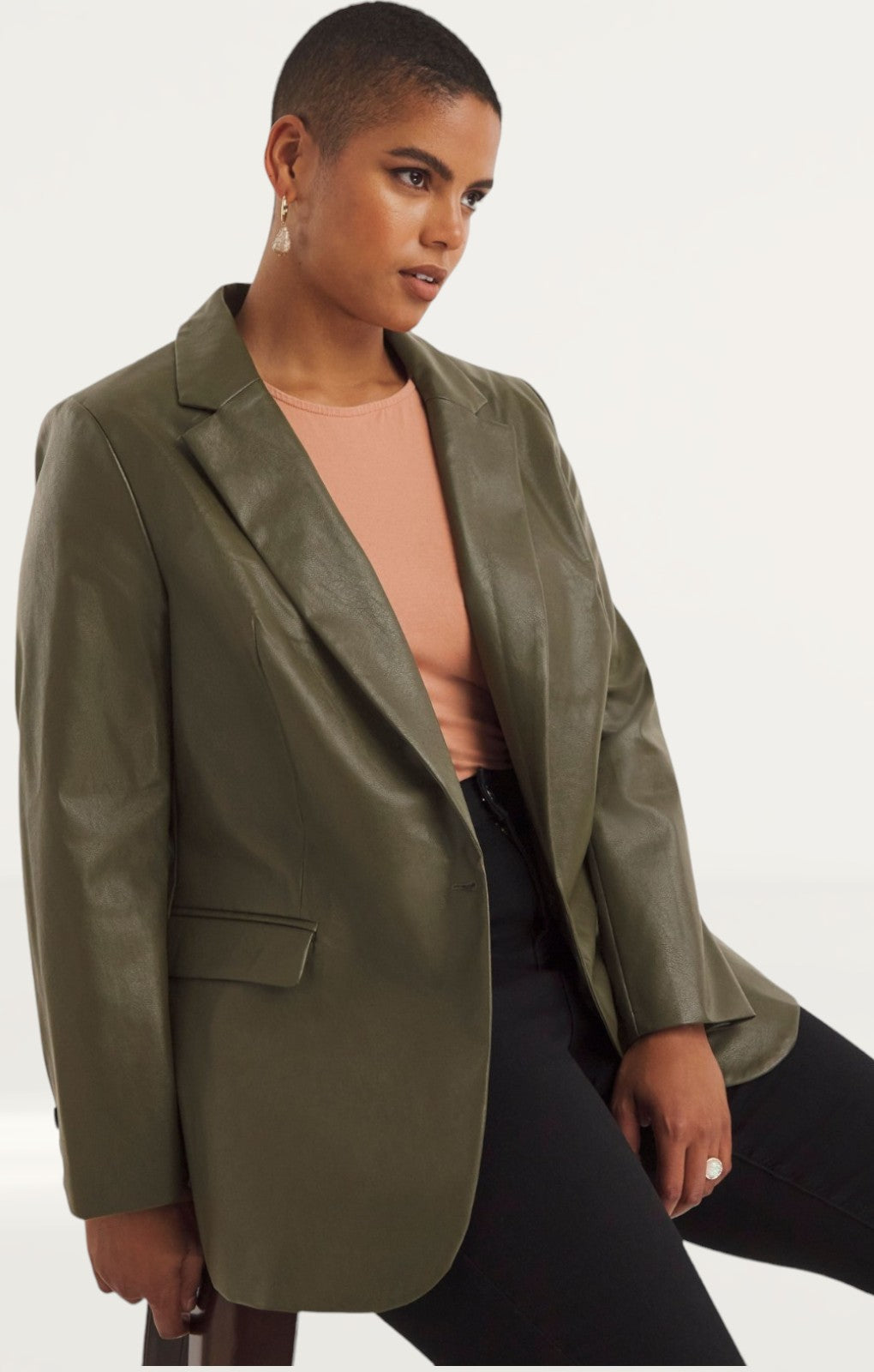 Simply Be Khaki Pu Blazer