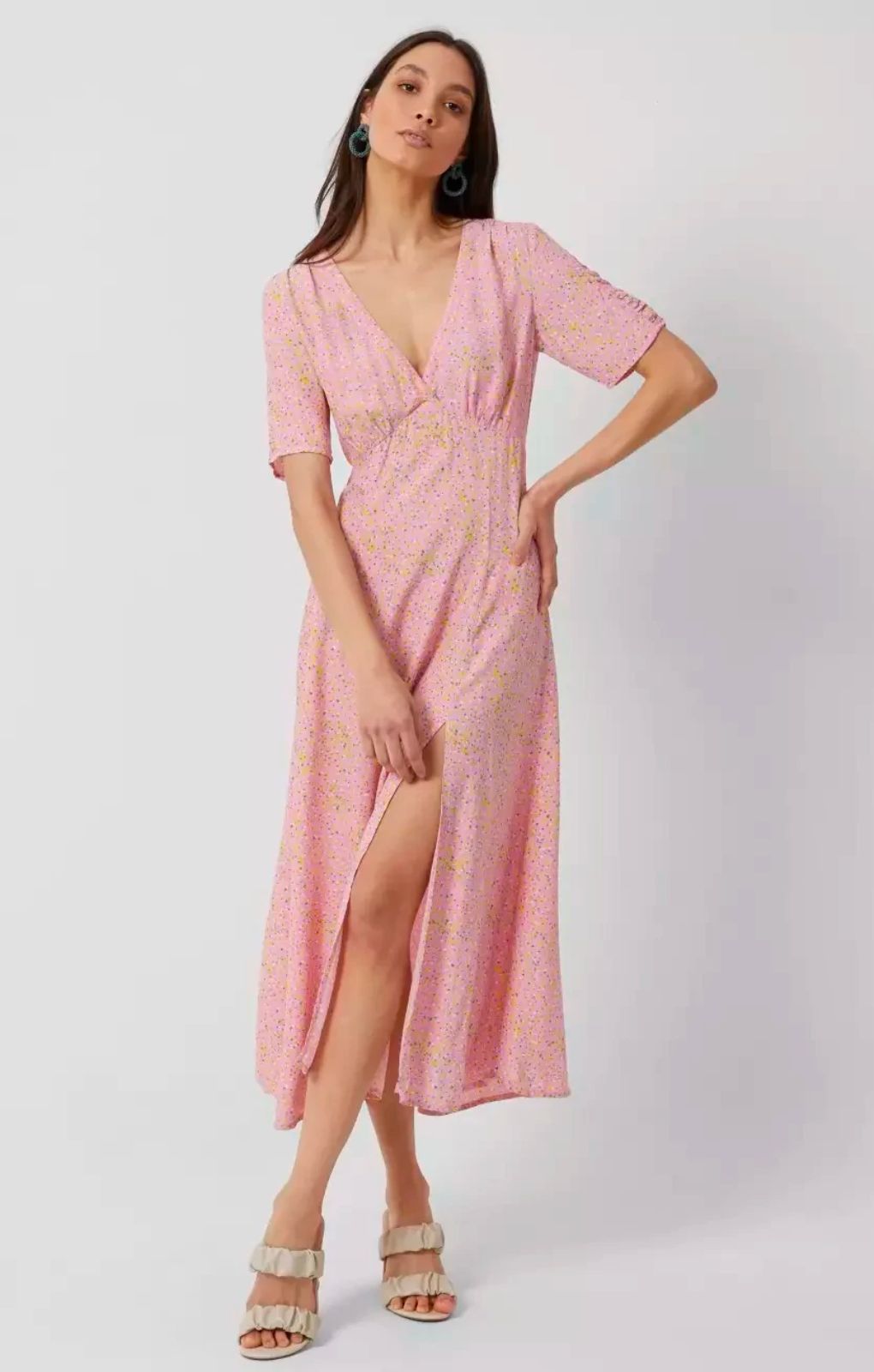 French Connection Stacie Daisy Drape Midi Dress Moonlite Mauve