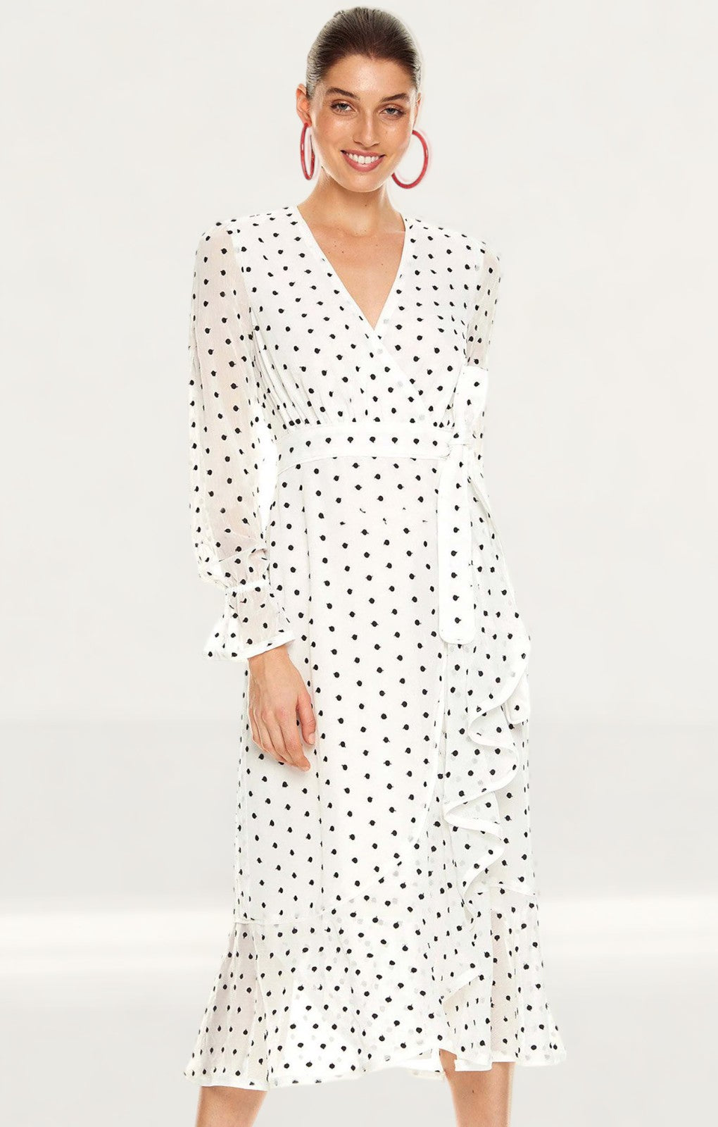 Talulah White Polka Dot Midi Dress