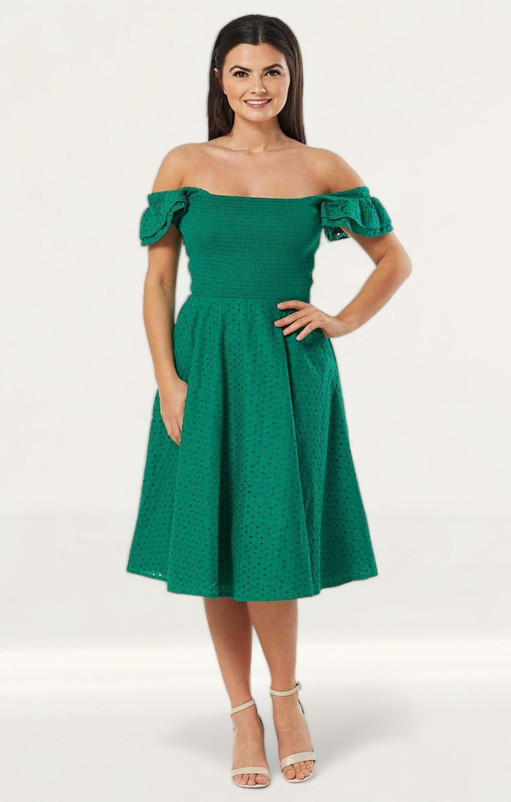 Timeless London Curve Raphaella Green Midi Dress