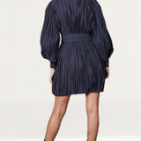 Timeless London Navy Pleated Grace Mini Dress