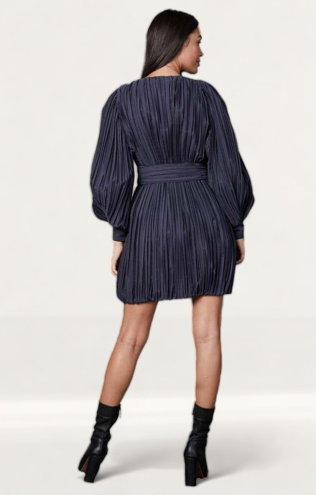 Timeless London Navy Pleated Grace Mini Dress