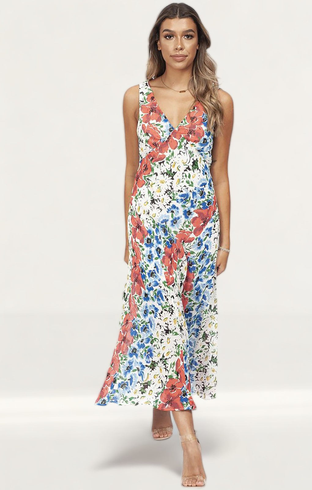 Topshop blue floral sleeveless hot sale dress