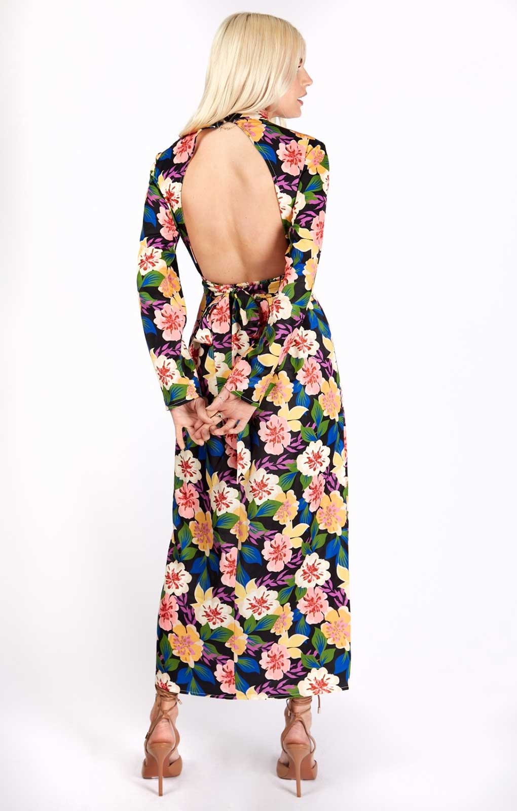 Vogue Williams Floral Open Back Midi Dress